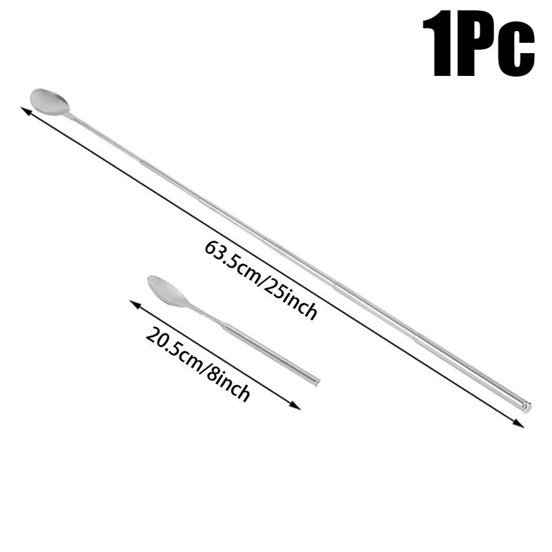 Stainless Steel Telescopic Extendable Long Handle Forks BBQ Dinner Fruit Dessert Toasting Kitchen Tool Tableware Scalable Spoon