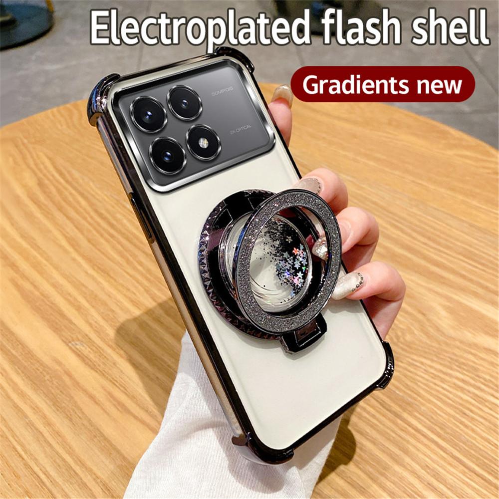 Чехол для телефона с подставкой-кольцом с блестками-зыбучим песком для Xiaomi Poco X6 Pro 5G X6 X3 NFC M6 Pro C65 12T 13T Pro Мягкий силиконовый противоударный чехол