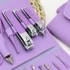 16pcs Steel Nail Clippers Set Steel Manicure Set Professional Pedicure Grooming Kit Purple
