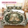 Beautiful Rabbit Pattern Bedding Home Decoration Birthday Gift (1 * duvet cover + 2 * pillowcase, without core)