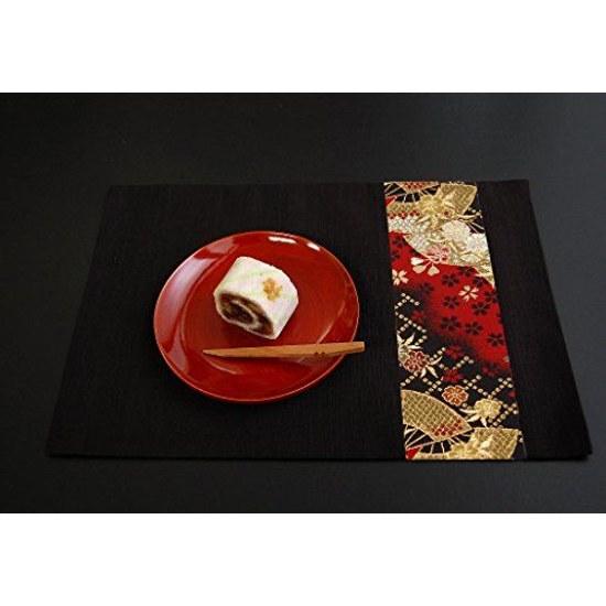 Japanese-style tea mat traditional pattern brocade obi-style (fan)