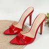 Big Size 43 Red Patent Leather Women Thin High Heels Modern Slippers Summer Party Banquet Shoes Ladies Sandalias De Mujer