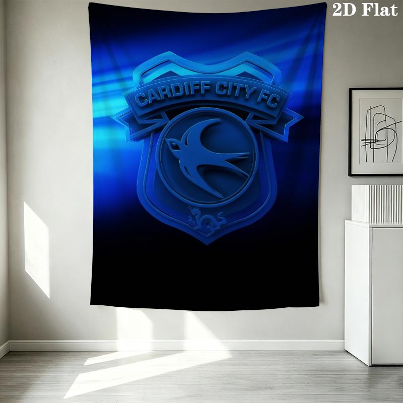 Cardiff City FC Wall Tapestry Aesthetic Wall Hanging Printed Fabric Blanket Decorative Tapestries for Bedroom Living Room Home Decor