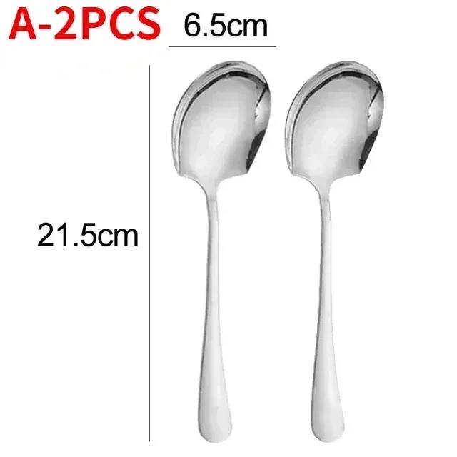 2/1Pcs Large Stainless Steel Spoon Long Handle Spoons Kitchen Cutlery Rice Dumpling Porridge Soup Scoops Restaurant Tableware4