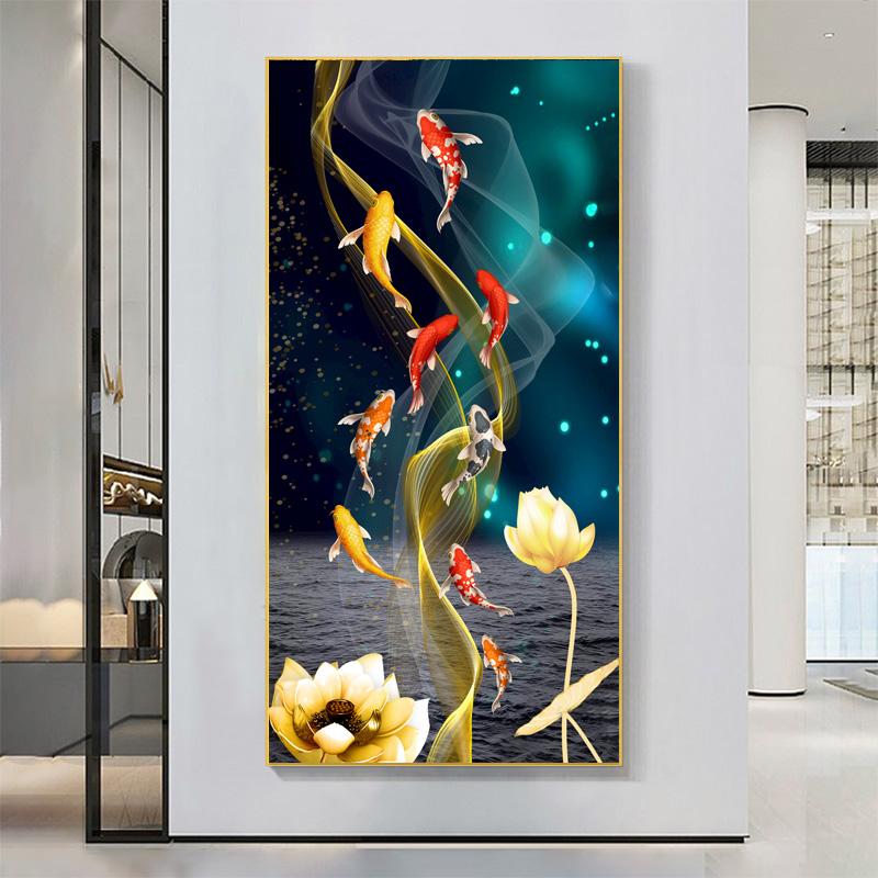 Картины с рыбками кои, современные постеры с животными, печать на холсте, абстрактные настенные художественные картины Куадрос для гостиной, домашний декор, БЕЗ РАМКИ