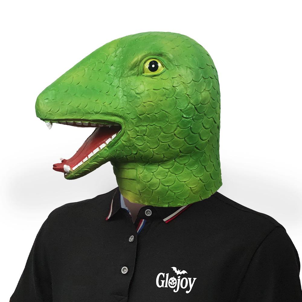 Cute Green Snake Funny Animal Headgear Masquerade Live Broadcast Mask Halloween Festival Party Performance Props