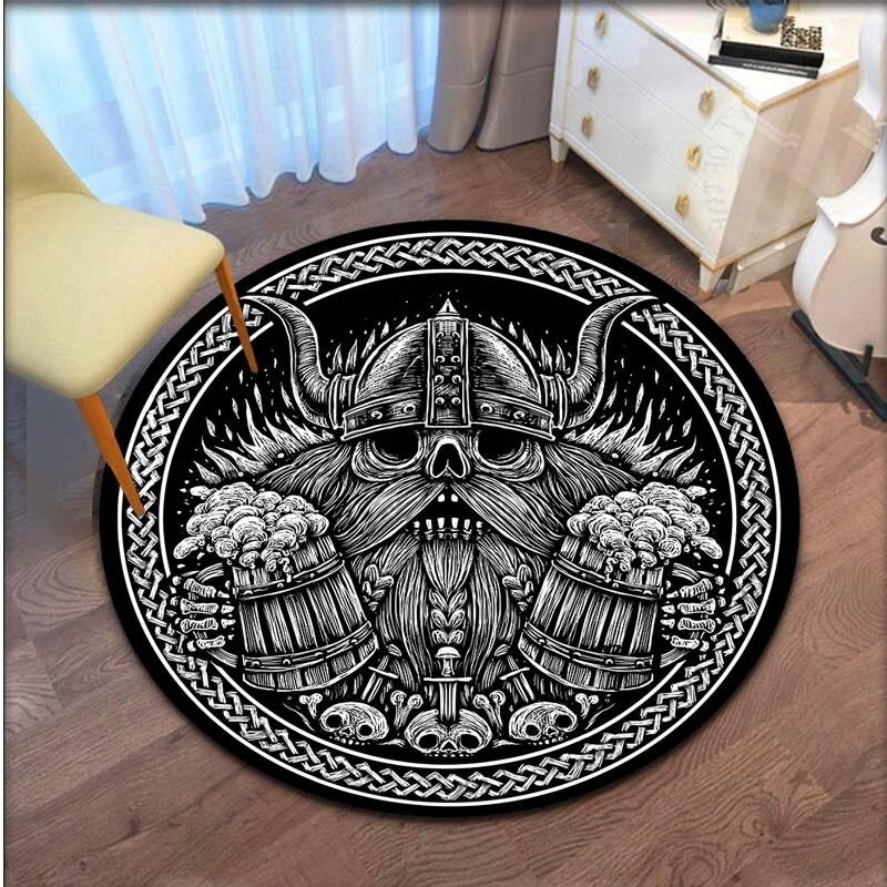 Viking Vegvisir Aegishjalmur Rune круглый ковер ковер для спальни гостиной напольный коврик большой декоративный нескользящий коврик