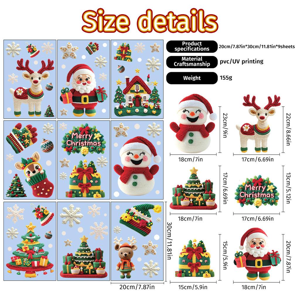 Christmas Cling Static Sticker Snowman Christmas Tree Decor Set Festive Display