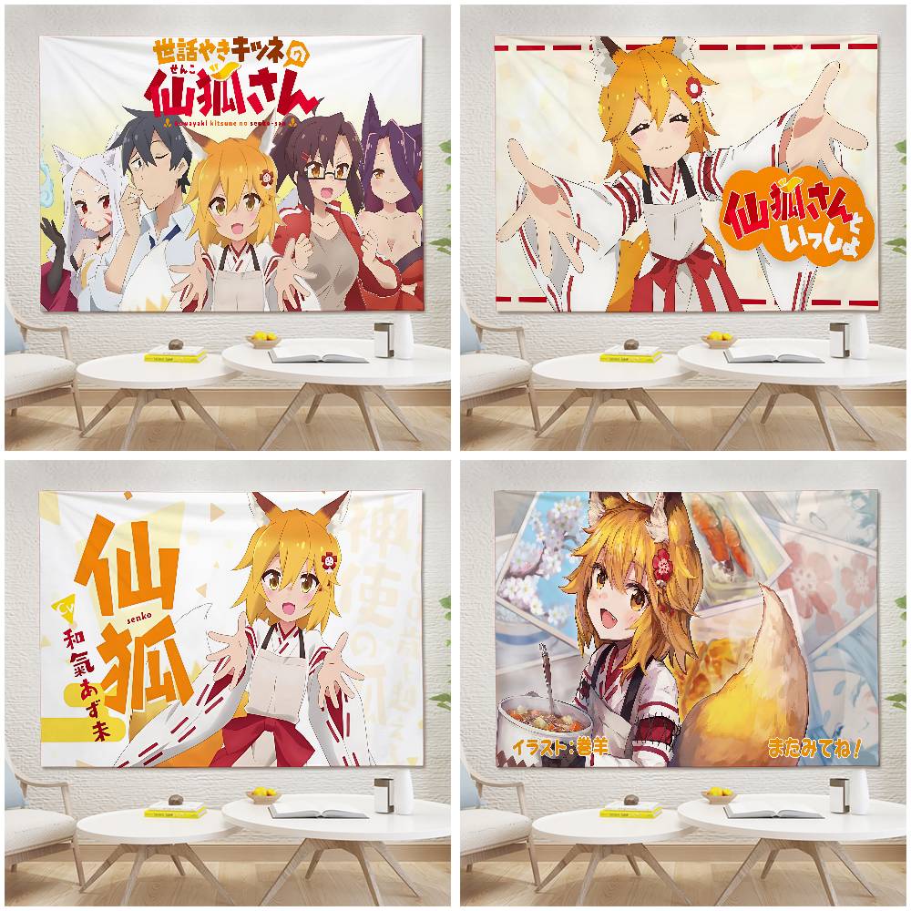 The Helpful Fox Senkosan Tapestry Wall Hanging Printed Polyester Tapestry INS Decoration Wall Decor