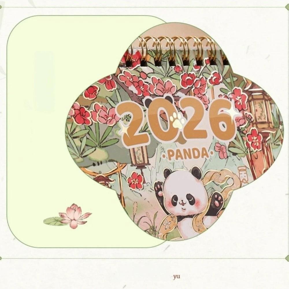 Double Coil New Year Desktop Calendar Cartoon Panda Flip Calendar Planner Calendar Home