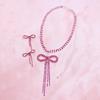 1Set Versatile Bow Design Earrings Necklace Set For Women Girls Vintage  Necklace Drop Earrings Wedding Jewelry Gifts