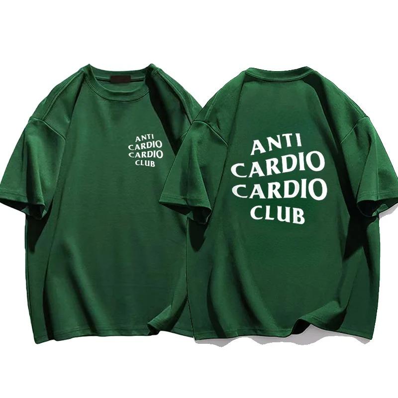 Мужская одежда Большие размеры Футболка Anti Cardio Club Жизнь в зале Футболка с принтом букв Хлопковая футболка для женщин Мужская футболка оверсайз Летняя...