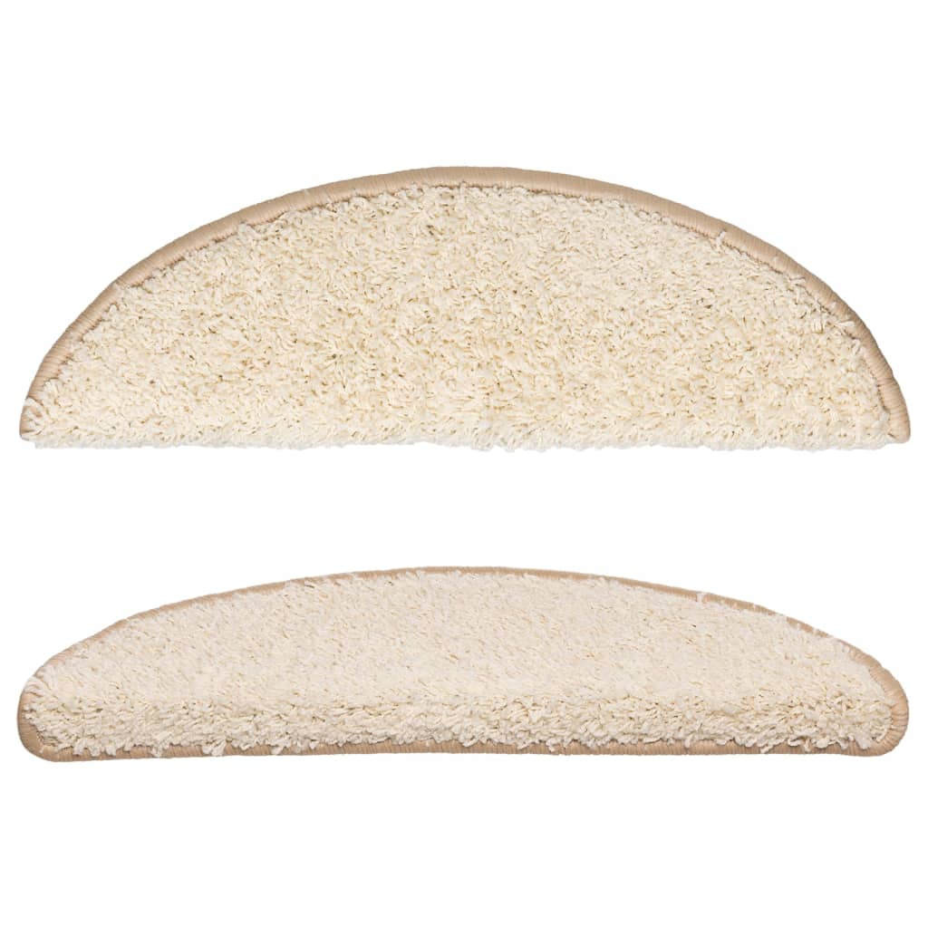 Step Mats 10 pcs. 56 x 17 x 3 cm Cream Semi Round