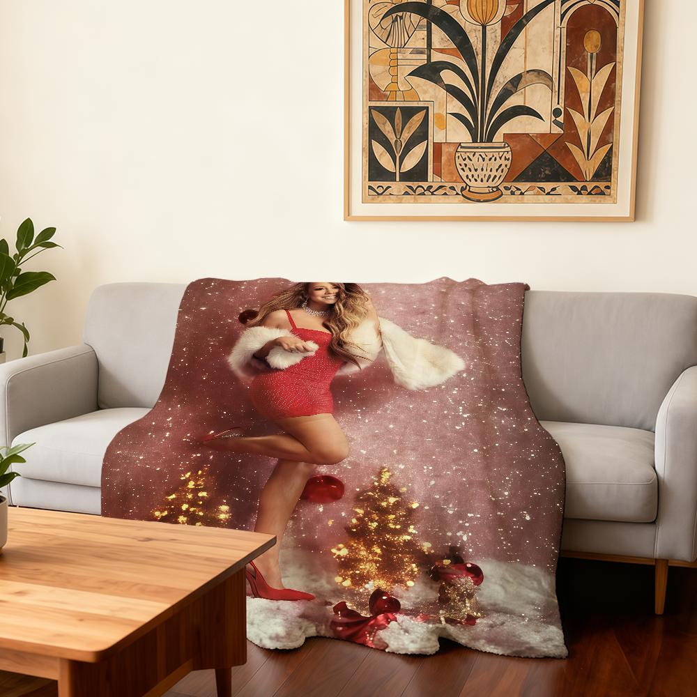 Singer M-Mariah C-Carey Merry Christmas Blanket Super Warm Comfortable Plush Throw Blanket Child Home Sofa Bedroom Gift