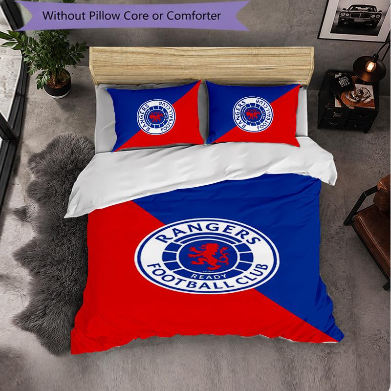 Rangers FC Themed Bedding 3Pcs Duvet Cover Set Decorative Bed Linen For Teen Room Home Decoration