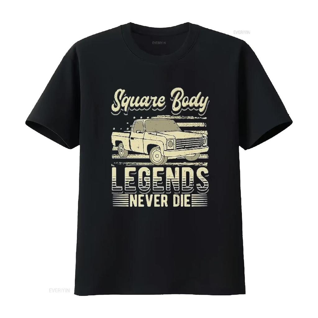 Mens Square Body Legends Never Die Artwork For A Truck Driver T Shirt Black vintage Washed Stylish graphic