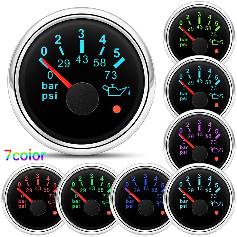 Universal 52mm Car Oil Pressure Meter 0-5 Bar 0-10 Bar Oil Pressure Indicator For Car Boat Truck Marine Oil Press Gauge 12V 24V