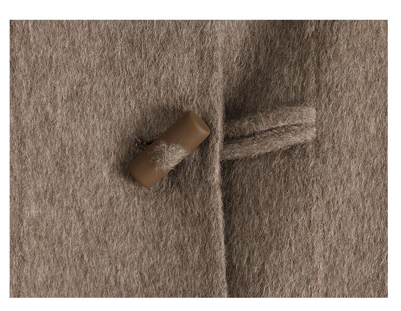 Women's Mid-Length Double-Faced Cashmere Coat, 2024 Autumn/Winter, New Korean Style, Loose Fit with High-End Horn Buttons.