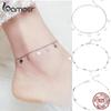 BAMOER Simple Essential Bead Link Anklets 925 Sterling Silver Bracelet for Foot Jewelry