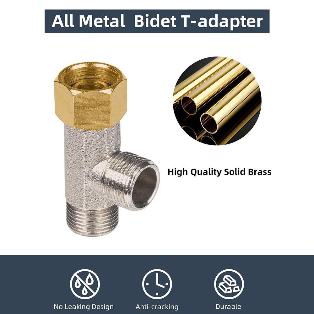 Durable T Valve Adapter Connector Brass Toilet Seat Bidet Attachment