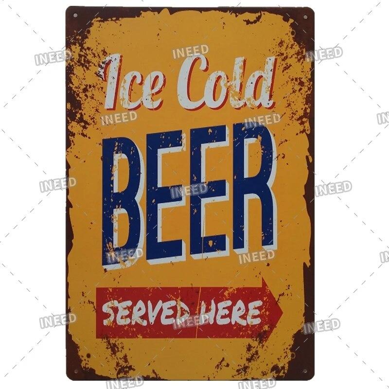 Tin Sign Beer Slod Here Vintage Metal Plaque Retro Metal Plate Funny Drink Vintage Iron Poster for Pub Club Man Cave Bar Decor