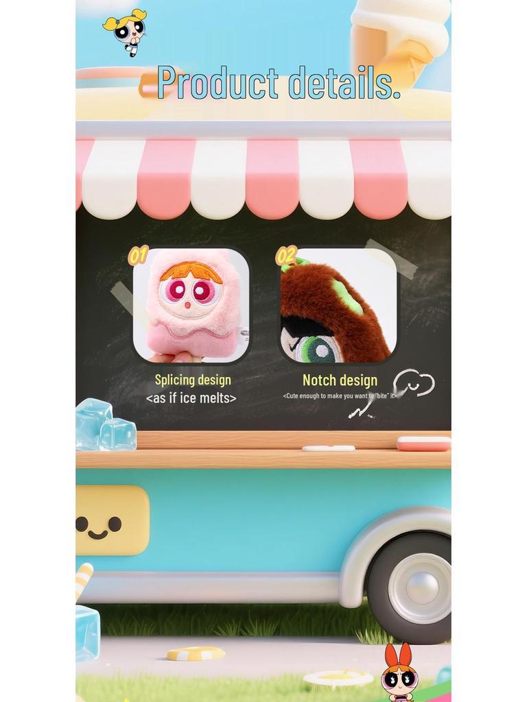 Authentic Powerpuff Girls Summer Popsicle Plush Backpack Charm Doll