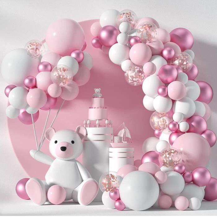 Kit de décoration de ballons - Riavika - 104 PCS - Rose et blanc - Facile à utiliser - Romantique