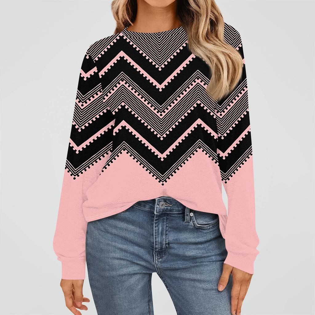 Women's Fashion Long Sleeve Shirts Loose Fitted Crewneck Basic Tops Casual Outfits