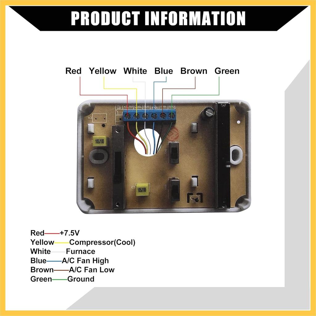 RV Analog Control Heating/Cooling Thermostat Kit for for Campers/for Duo-Therm Thermostat RV Analog Control / 40-90°F Temp on A/C and Furnace / 1