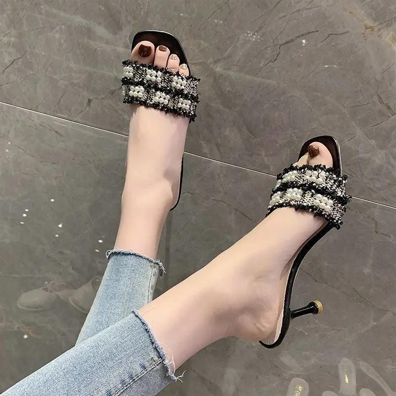 Босоножки на танкетке для женщин, туфли для стриптиза, высокие каблуки, китайцы, шлепанцы, модные пляжные тапочки, женские сандалии, женские дизайнерские каблуки