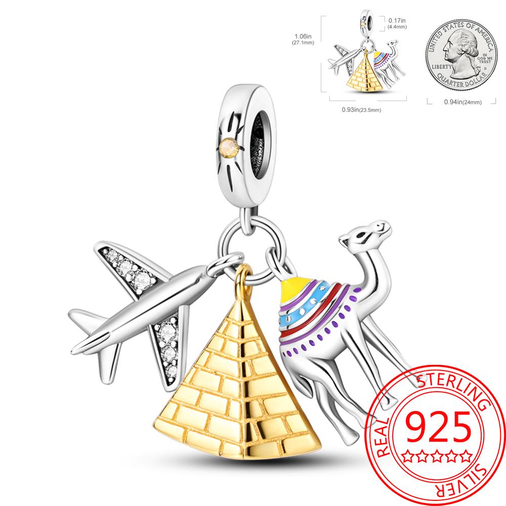Copper Metal Paris Tower Aircraft Travel Charm Bead Component Pendant Bead Component Bead Components Compatible With Charm Bead Component Authentic