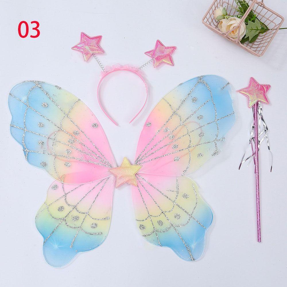 3 шт./компл. Костюм принцессы, нарядные крылья, нарядные крылья бабочки, феи, наборы крыльев феи для девочек и детей