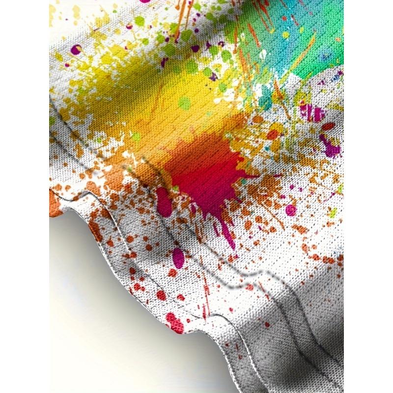 Мужской комплект из 2 предметов, футболка с коротким рукавом и шорты с красочным принтом в виде брызг краски, повседневный уличный летний наряд