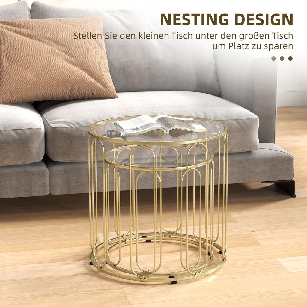 Elliptical Cut-Out Nesting Tables - Gold-Tone
