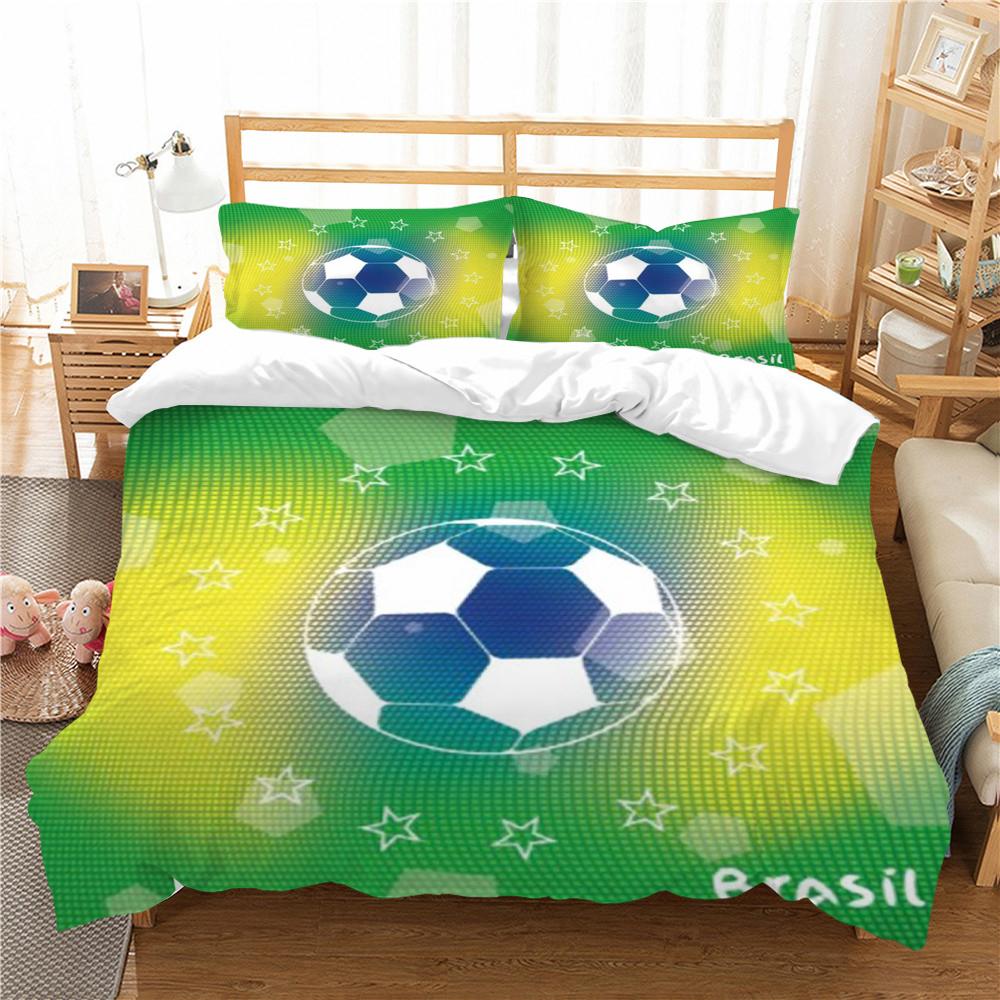 3D комплект постельного белья, пододеяльник, очаровательный футбольный принт, пододеяльник, наволочка из микрофибры, домашний текстиль
