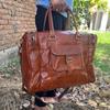 Handmade Personalized Leather Duffle Bag, Brown Large Travel Bag, Leather Weekender Bag,Carry-On Bag, Leather Holdall