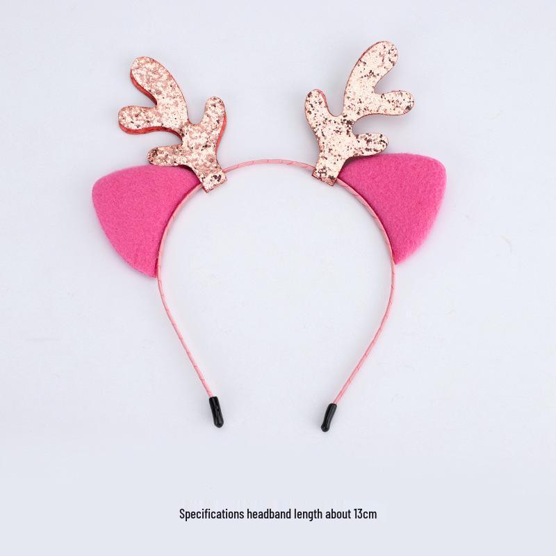 Golden Sequin Reindeer Antler Headband - Cute Christmas Hair Accessory for Girls