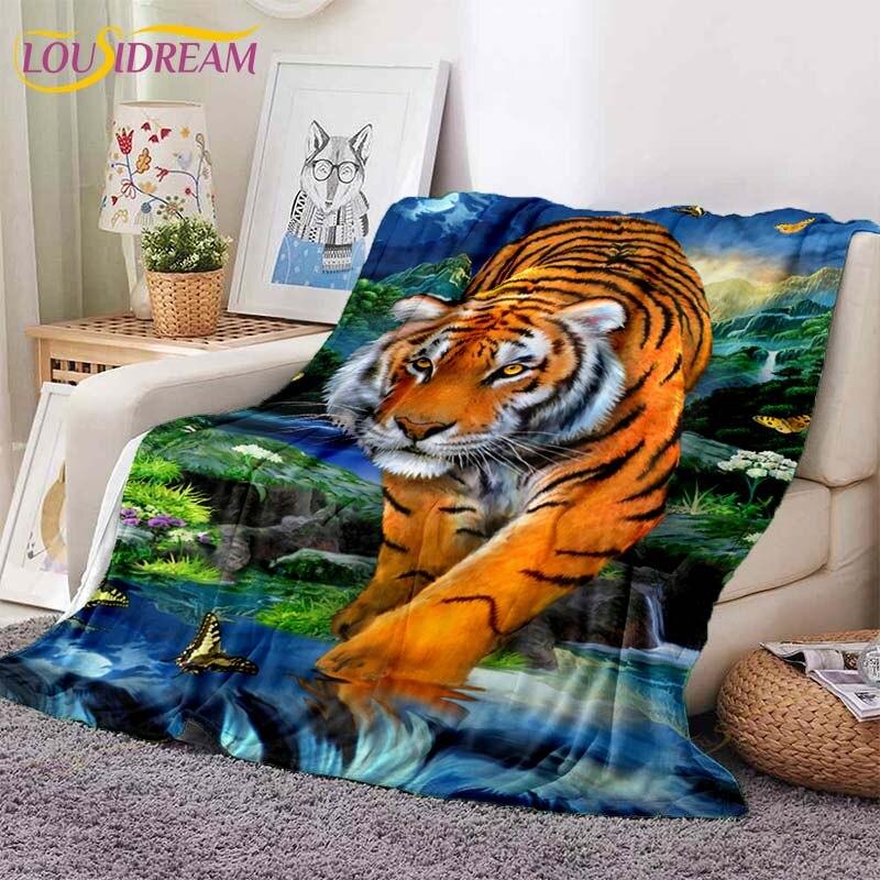 Blanket Tiger Printed 3d Flannel Blanket Bed Throw Soft Cartoon Printed Bedspread Bedspread Sofa Blanket