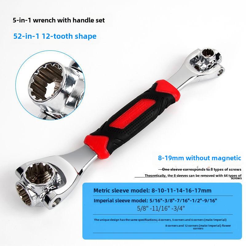 Многофункциональный универсальный гаечный ключ 52-в-1 с вращающейся на 360° мультиголовкой