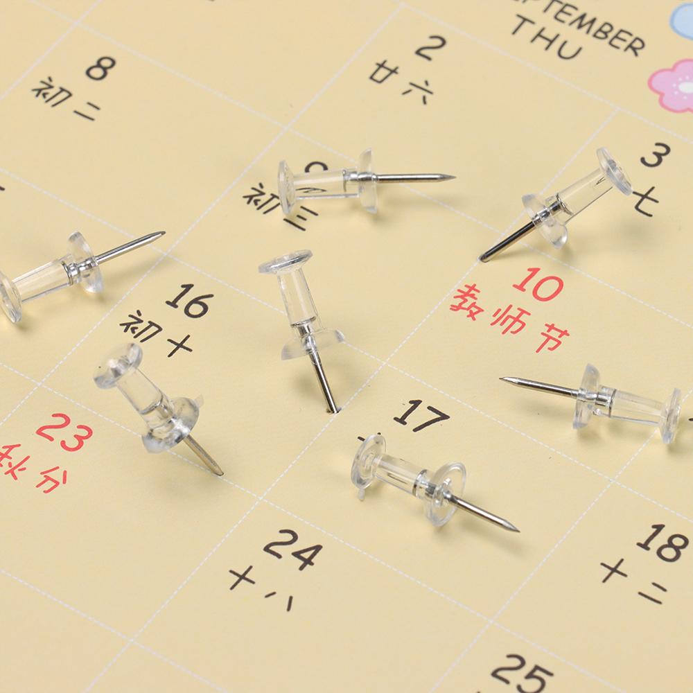 100 Pcs Durable Plastic Buttons Pins Clear Push Pins Stationery Supplies Drawing Pins Push Pins
