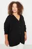 Women's Elegance Style Plus Size Cardigan Black Button Detailed Knitwear Cardigan