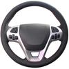 Hand-Sewing Black Leather Car Steering Wheel Cover, for Ford Explorer 2011-2016 Taurus 2012-2015 Edge 2011-2014