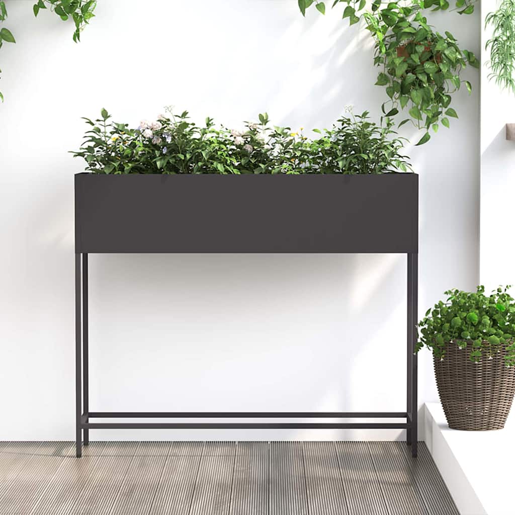 Raised Garden Bed Planter Black 100 x 26 x 82 cm Steel