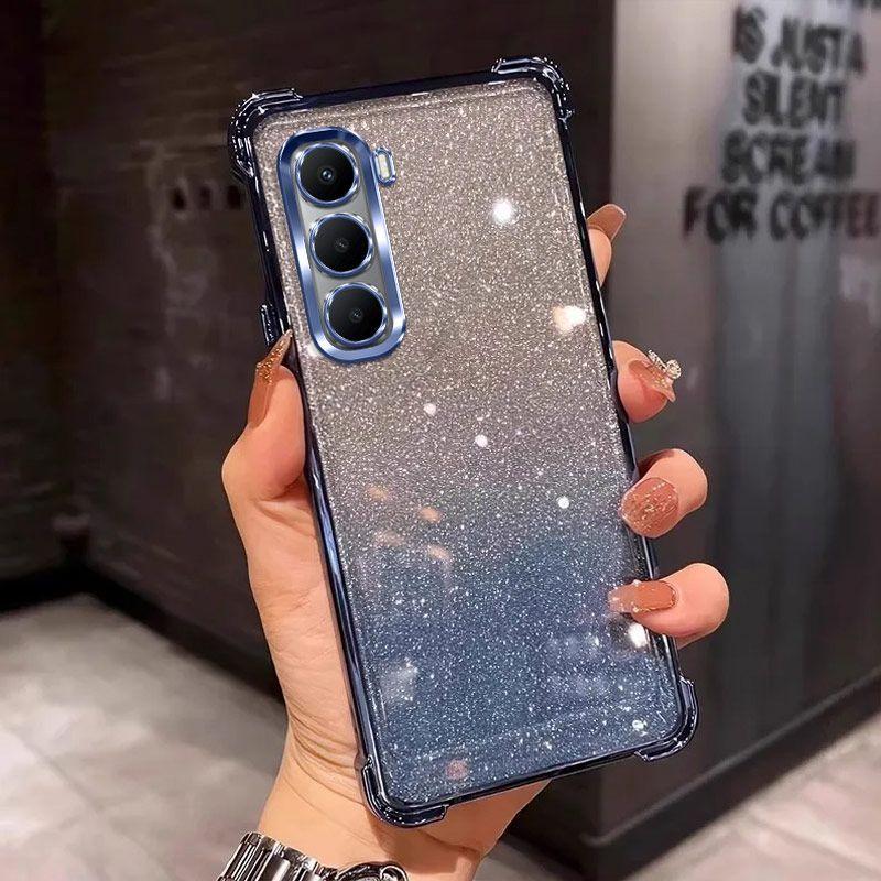 Роскошный прозрачный чехол с блестящим покрытием для INFINIX HOT 70 60 50 40 Pro Plus 60I 50I 40I 4G 5G, противоударная защитная крышка с защитой четырех углов