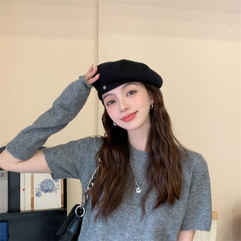 Берет женская шляпа весна осень мода маленькая голова талия шерстяная японская корейская универсальная шляпа тыква осень зима шляпа художника