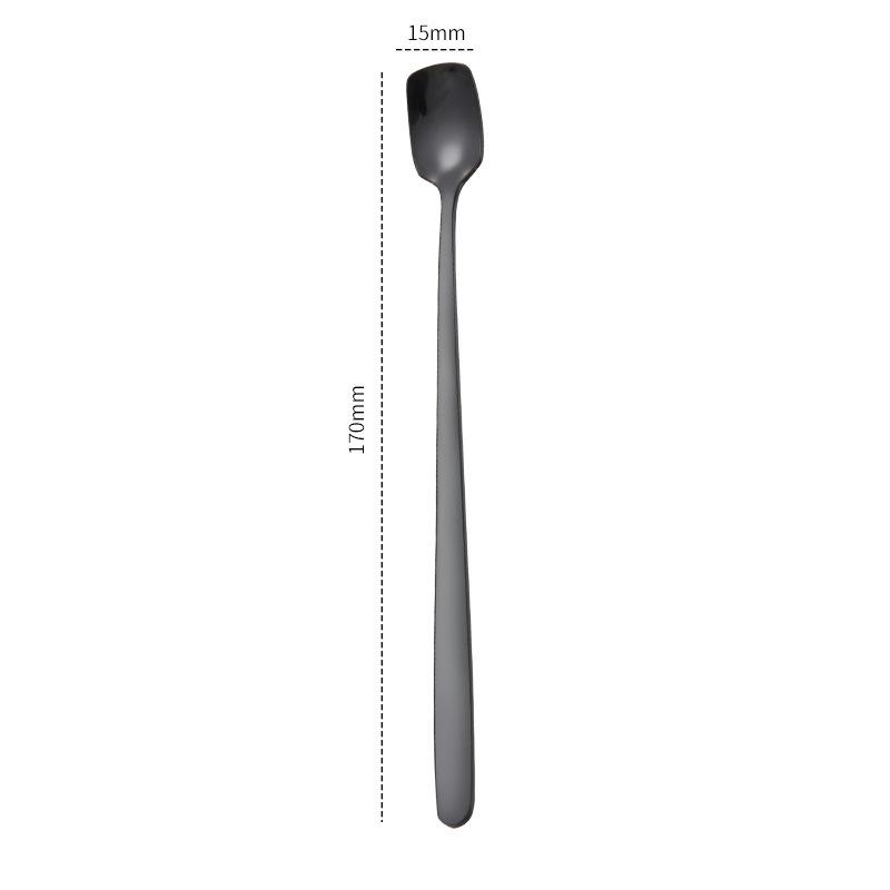 1 шт. квадратная головка для размешивания кофе из нержавеющей стали с длинной ручкой, цветная чайная ложка, десертные ложки, столовые приборы, кухонные принадлежности