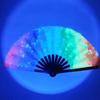Folding Fan Colorful Holographic Rave Fan Bamboo Ribs Hand Fan Decorative Gifts for Festival Dancing Party