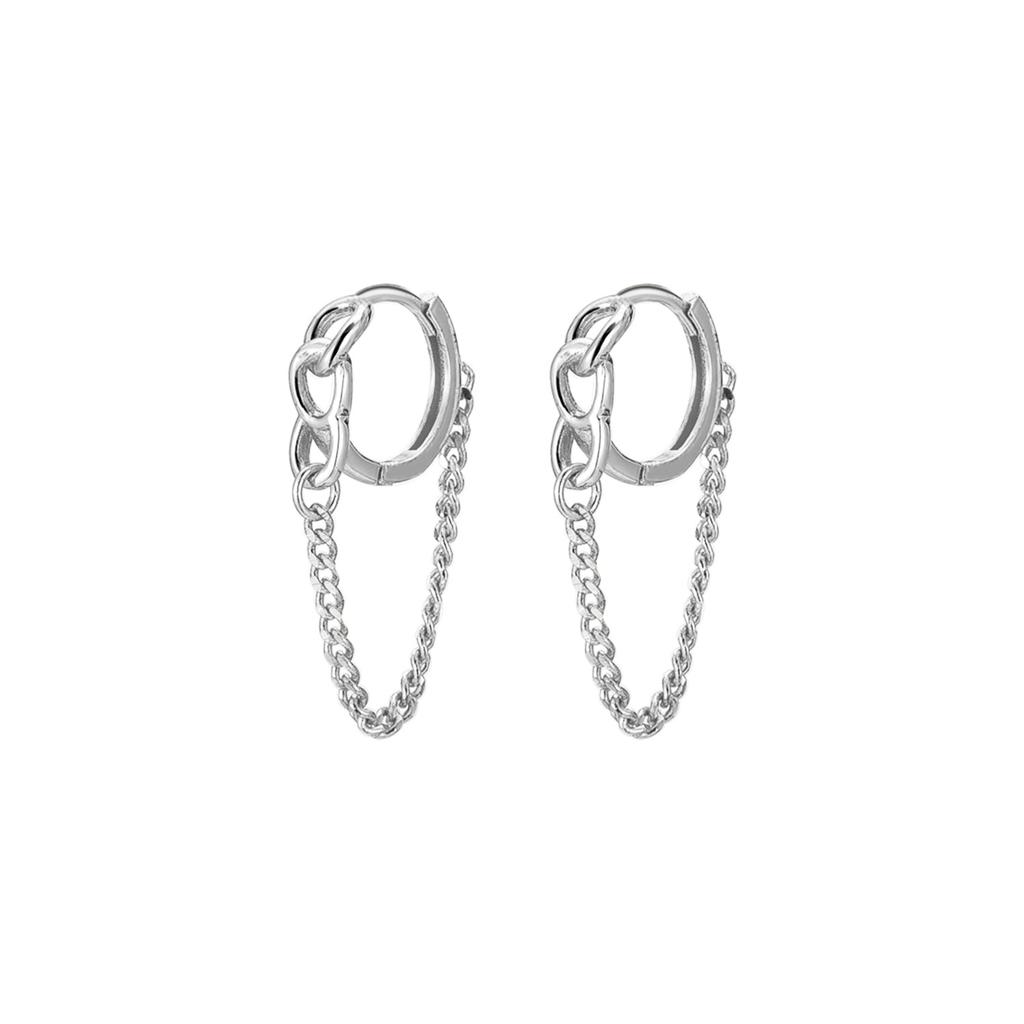 Fashion Jewelry Earrings 925 Sterling Silver Trendy Tassel Earrings Link Chain Shaped Gold Plated Hoop Earrings Women