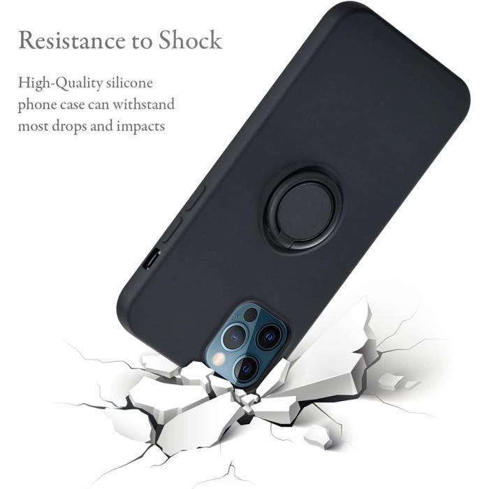 Case for iPhone 15 Pro Max, Black Color Protection with Support Ring