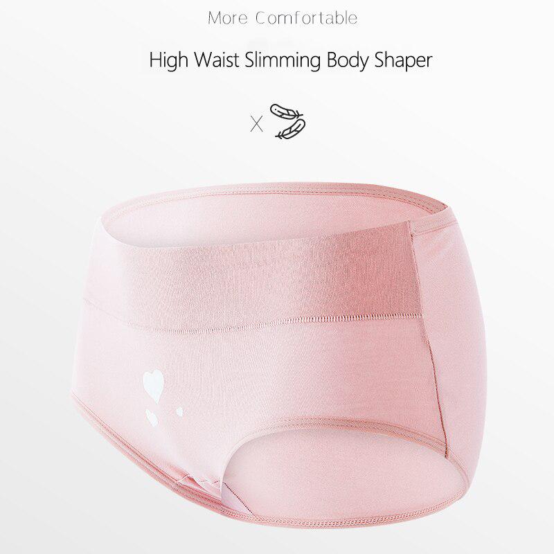 LANGSHA Large Size 5XL Panties Women Cotton High Waist Underwear Girls Briefs Lovenly Print Lingerie